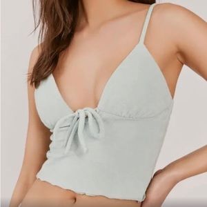 Something Navy Hydrangea Tankini top NWT XS sea foam